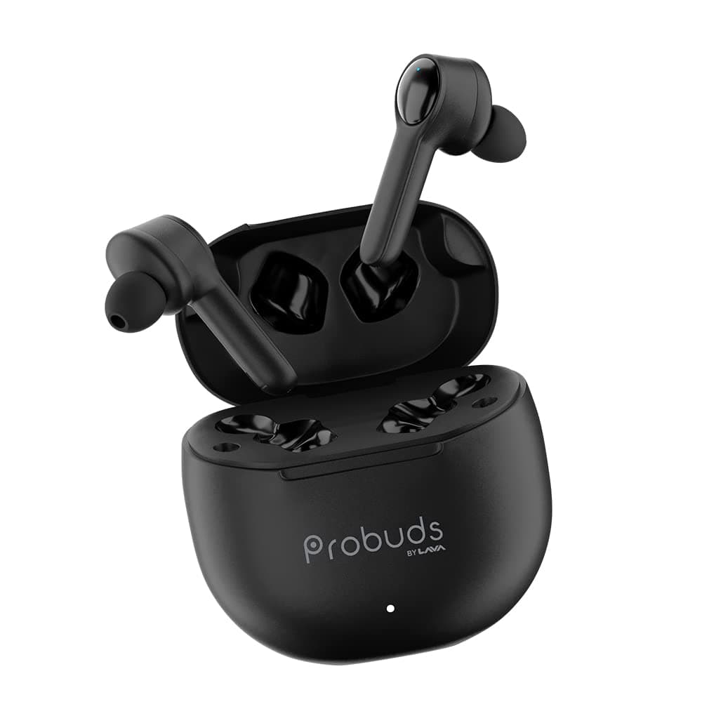 Lava Probuds 21 45 Hrs Playtime with 60Mah Bull Battery Bluetooth Truly Wireless in Ear Earbuds with Mic Touch Control Type-C Fast Charging, Voice Assistant & Ipx4 (Black)