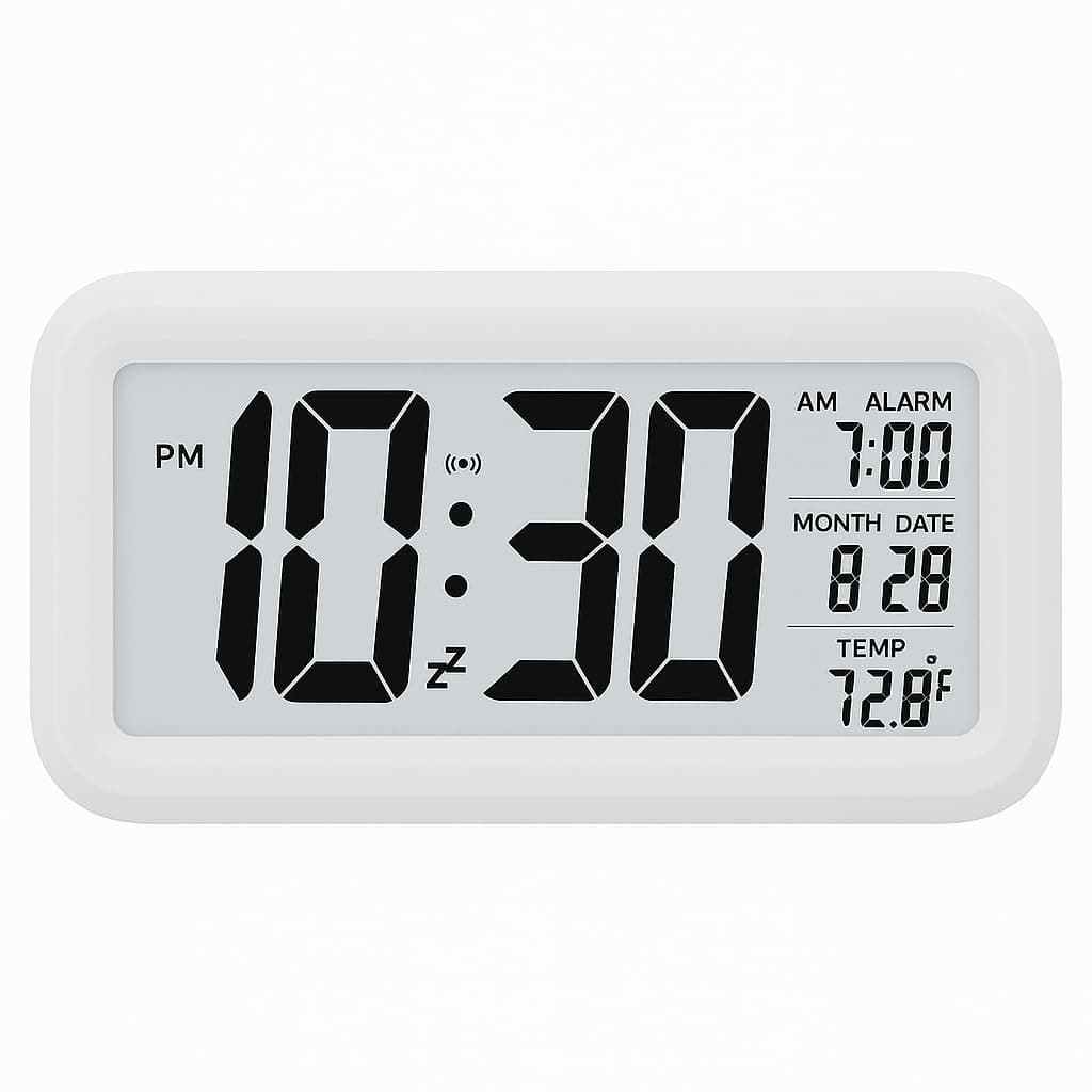 JASIFS Digital Alarm Clock Table Clock for Students, Home, Office, Corporate with Automatic Sensor, Date & Temperature. (White Digital)