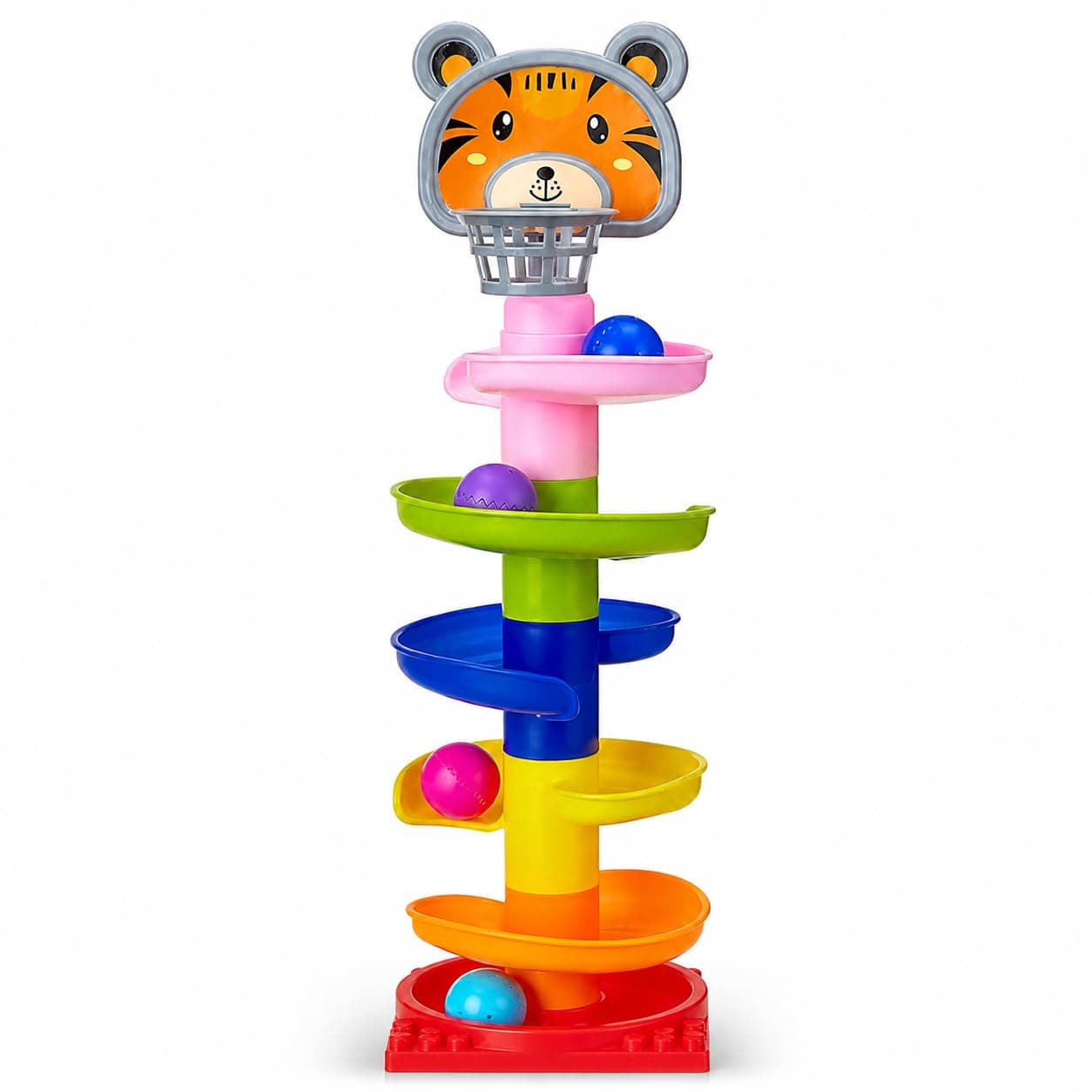 Amazon Brand - Jam & Honey Ball Drop Ramp Toy for Kids 3+ Years, BIS Certified Safe for Kids, 5 Level Rolling Ball Tower with 4 Balls, Toddler Learning Activity Toy