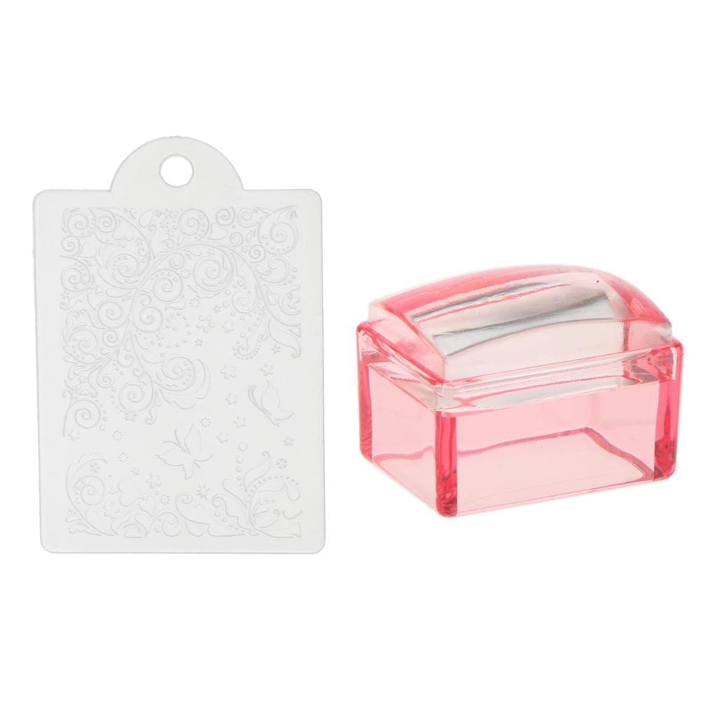 T.O.G. Nail Art Stamper Printing Image Template Plate Polish Scraper DIY Tool Pink