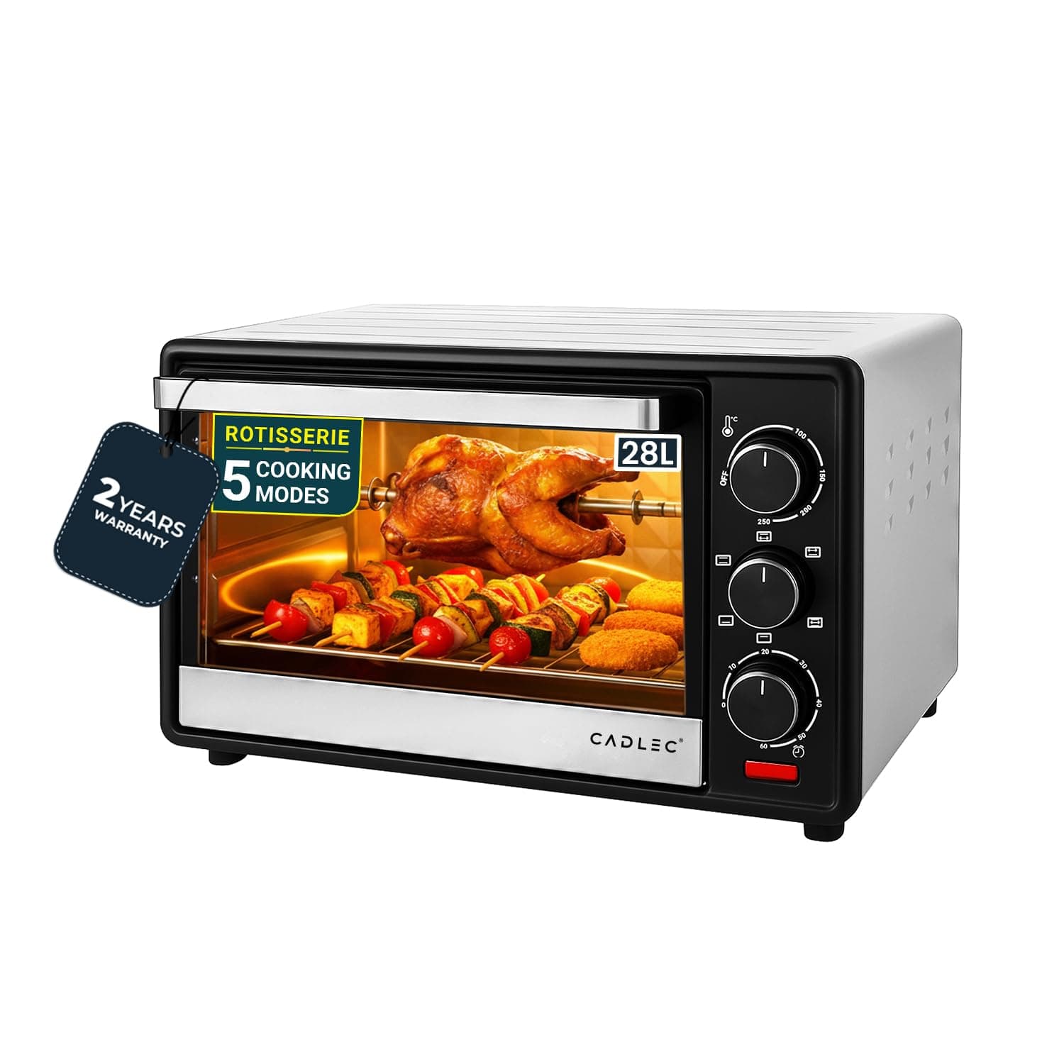 Cadlec Ovnix Multi-Function OTG for Kitchen, 28 Litre, 1500W, Oven Toaster Griller, Adjustable Temperature & Timer, Rotisserie, Bake, Grill & Toast, Oven for Baking - Black