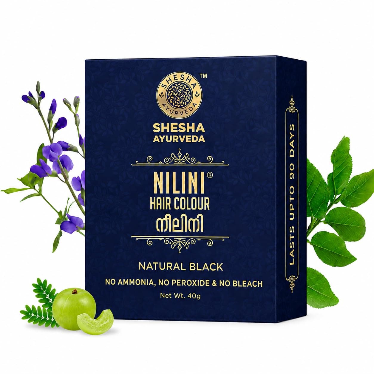 SHESHA AYURVEDA Nilini Hair Colour - Ayurvedic, No Ammonia, No Peroxide, No Perborates, No Bleach,Natural Black Colour (40g)