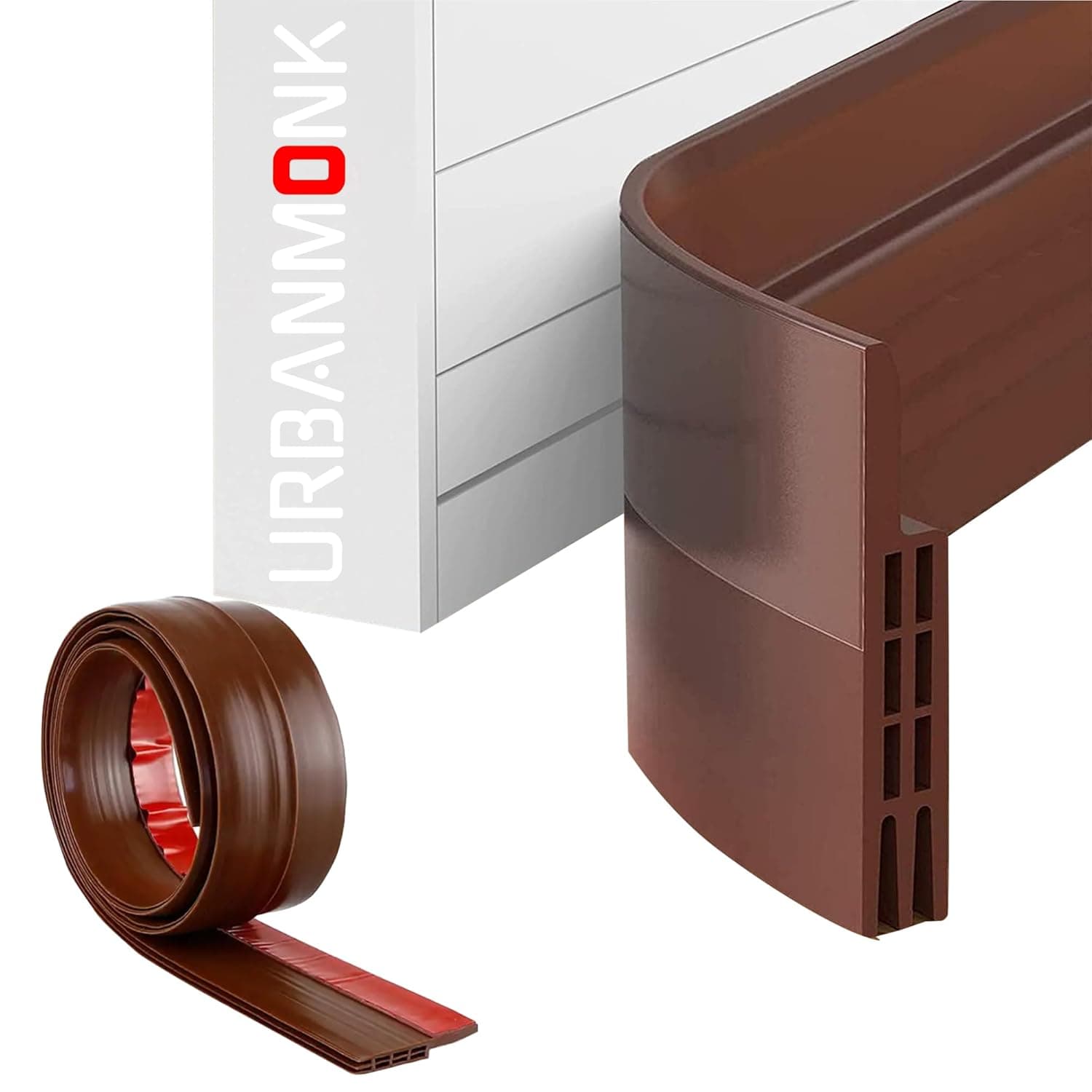URBANMONK Silicone Door Bottom/Under Gap Filler Rubber Sealing Strip, Door Sealer Strip for Cockroach, Insect and Bugs, Seal Air & Dust, Brown, 39 inches