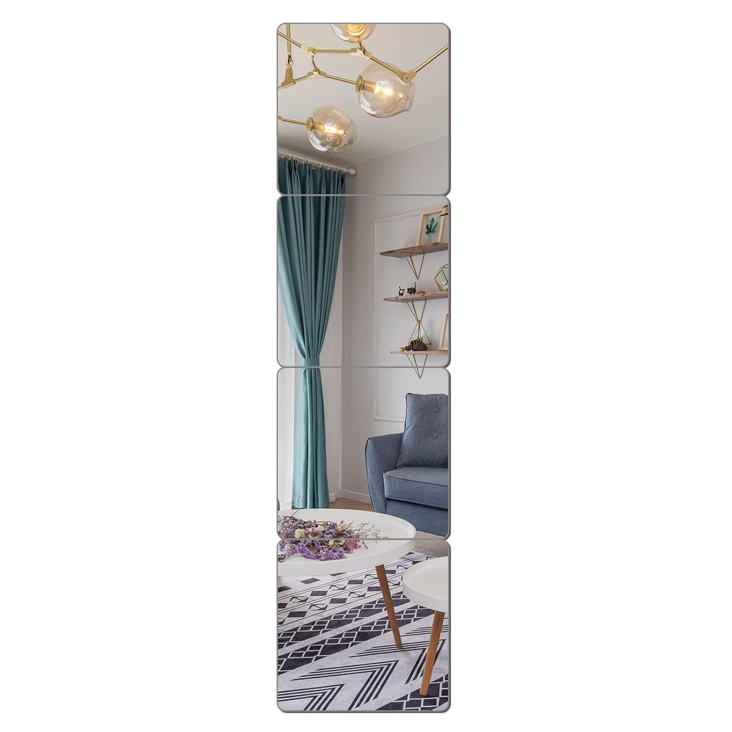 JEOYOO Full Length Mirror Unbreakable Gym Mirror for Home Gym 12 x 12 x 0.12 Inch 4 Pack Perspex Locker Mirror Tiles, Body Workout, Wall Mirror for