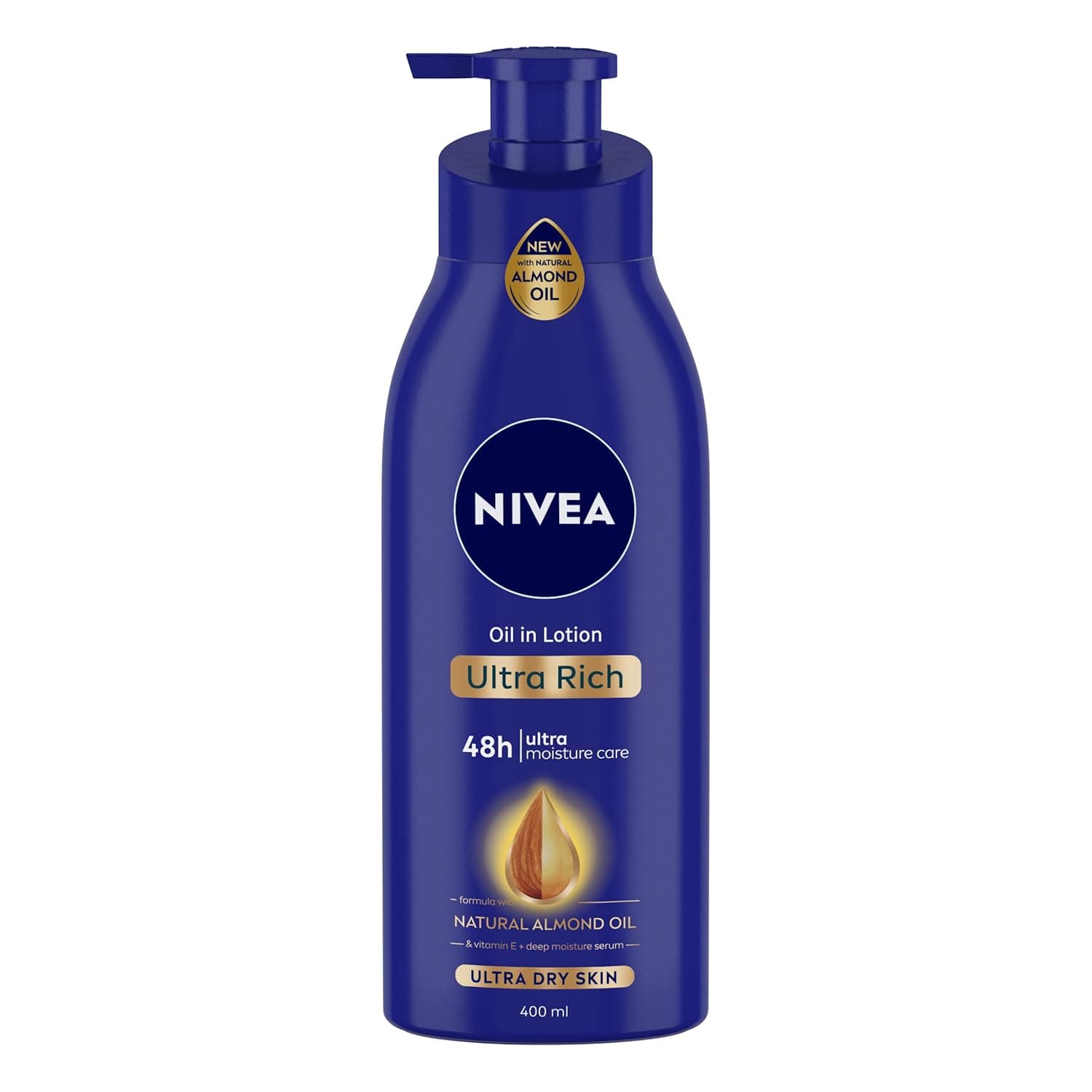 NIVEA Ultra Rich Body Milk 400ml Body Lotion | 48 H Moisturization | With 2X Almond Oil | Smooth and Healthy Looking Skin |For Very Dry Skin