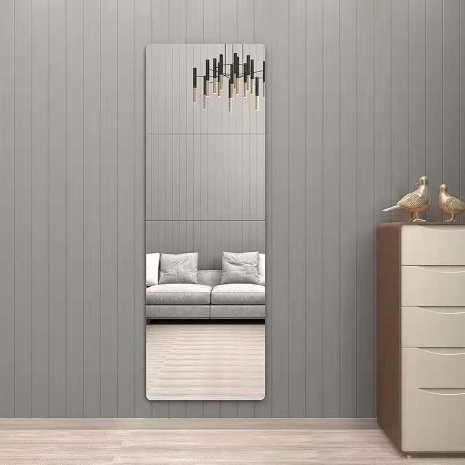 JEOYOO Wall Mirror, Full Length Thick 1/8", 12" x 12", Unbreakable Fitness Mirror for Home, Gym, Plexiglass Makeup Mirror Tiles, Full Body Workout Wall Mirror, Over The Door,