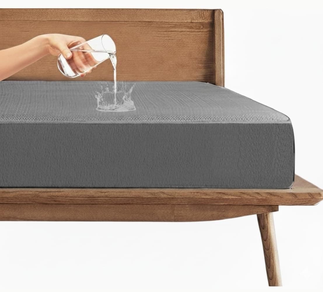 Trance 100% Waterproof Premium Mattress Protector for Double Bed King Size 78x72 Inches | Cotton Feel Mattresses Cover | Elastic Fitted | Fits Upto 10 Inch | Bed Protector Cover (78"x72" King Grey)