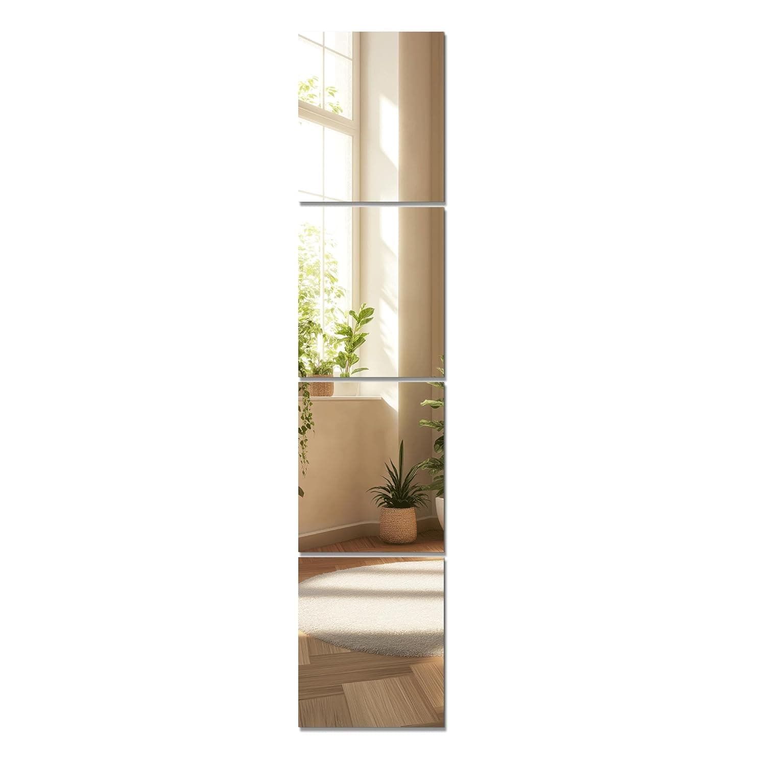TRAHOME Home Gym Mirror Tiles for Wall, 14"x12"x4PCS Full Length Home Gym Workout Mirror for Garage, Bedroom, Living Room, Over The Door