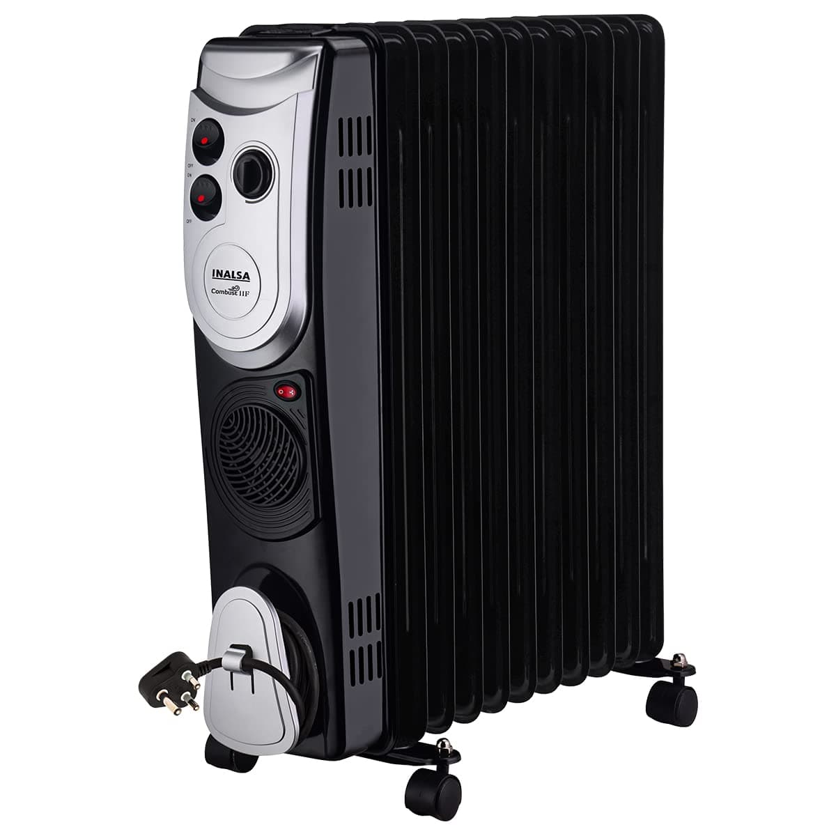 INALSA OFR Room Heater|Combust 11F |3 Heat Selection I 11Fins With Turbo Fan I Variable Temperature control I Tilt Over Switch SafetyICord StorageICaster Wheel I Made in India Warranty 2year,Black