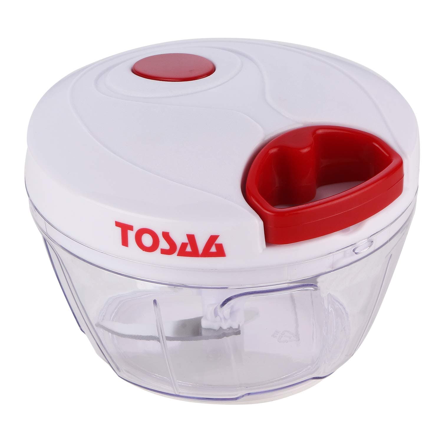Tosaa Vegetable Pull Chopper 450 ml with Bowl & 3 SS Spiral Blades (Color May Vary, Plastic)