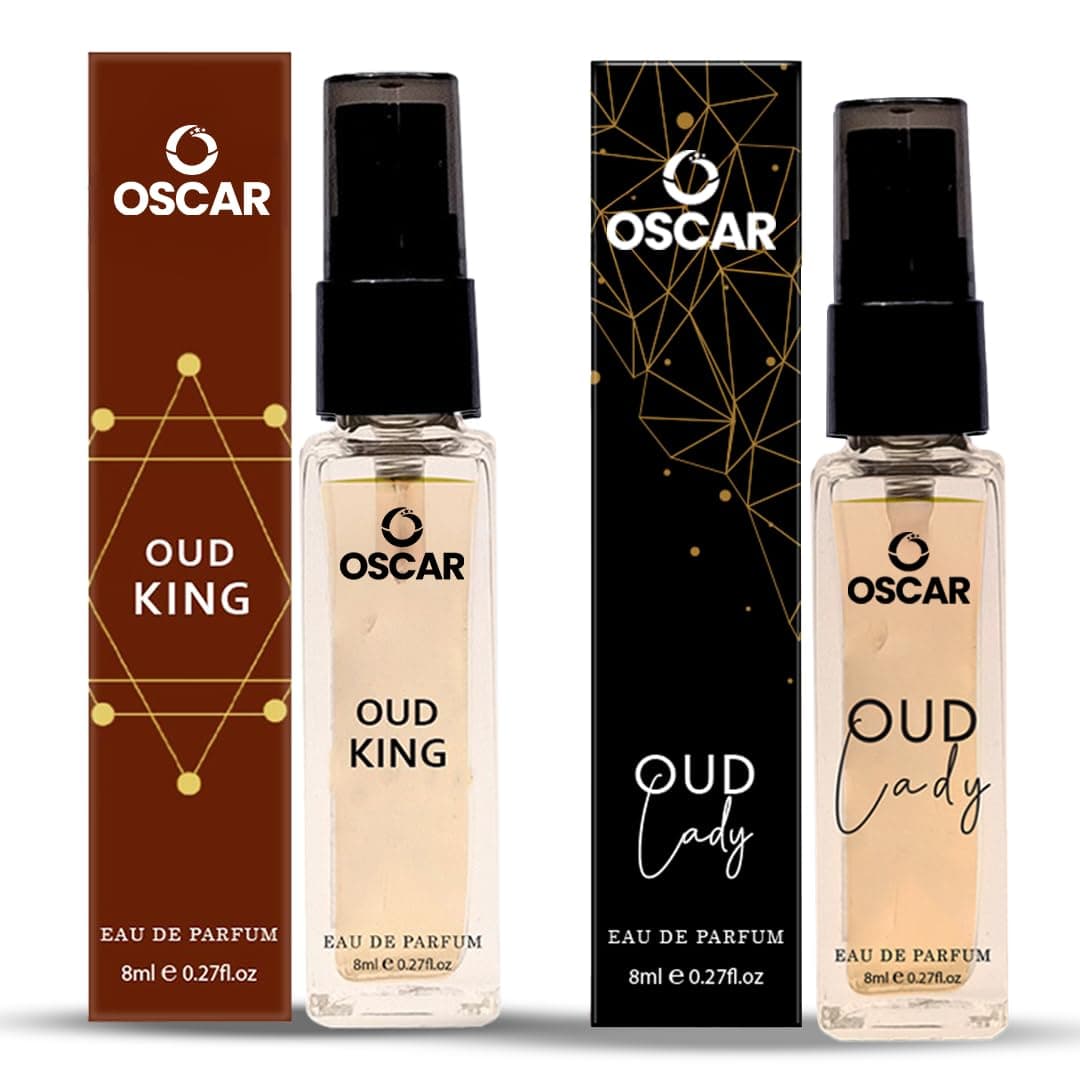 Oscar Oud King & Oud Lady Unisex Eau De Parfum Perfume with Long Lasting Frangrance, Pack of 2, 8ml each