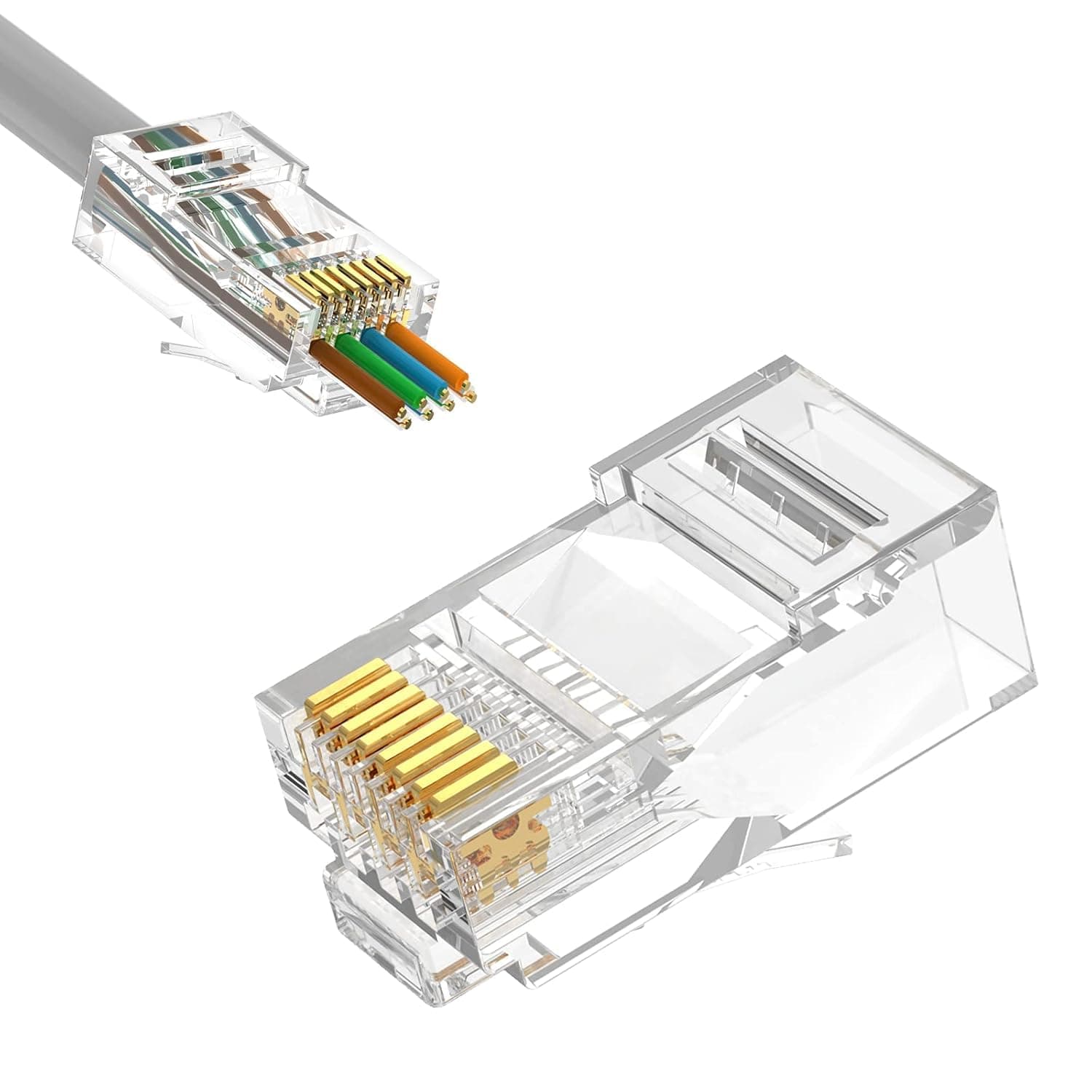 C & E C & E-RJ45 Ethernet Cable Connectors – 100-Pack for Cat5e/Cat6, Easy Crimp, Plugs