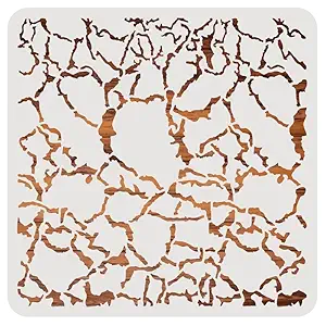 Crackle Drawing Stencils, 12x12inch Irregular Crack Texture Painting Templates for Scrapbooking Card Making, Wall Floor Art, Canvas Furniture