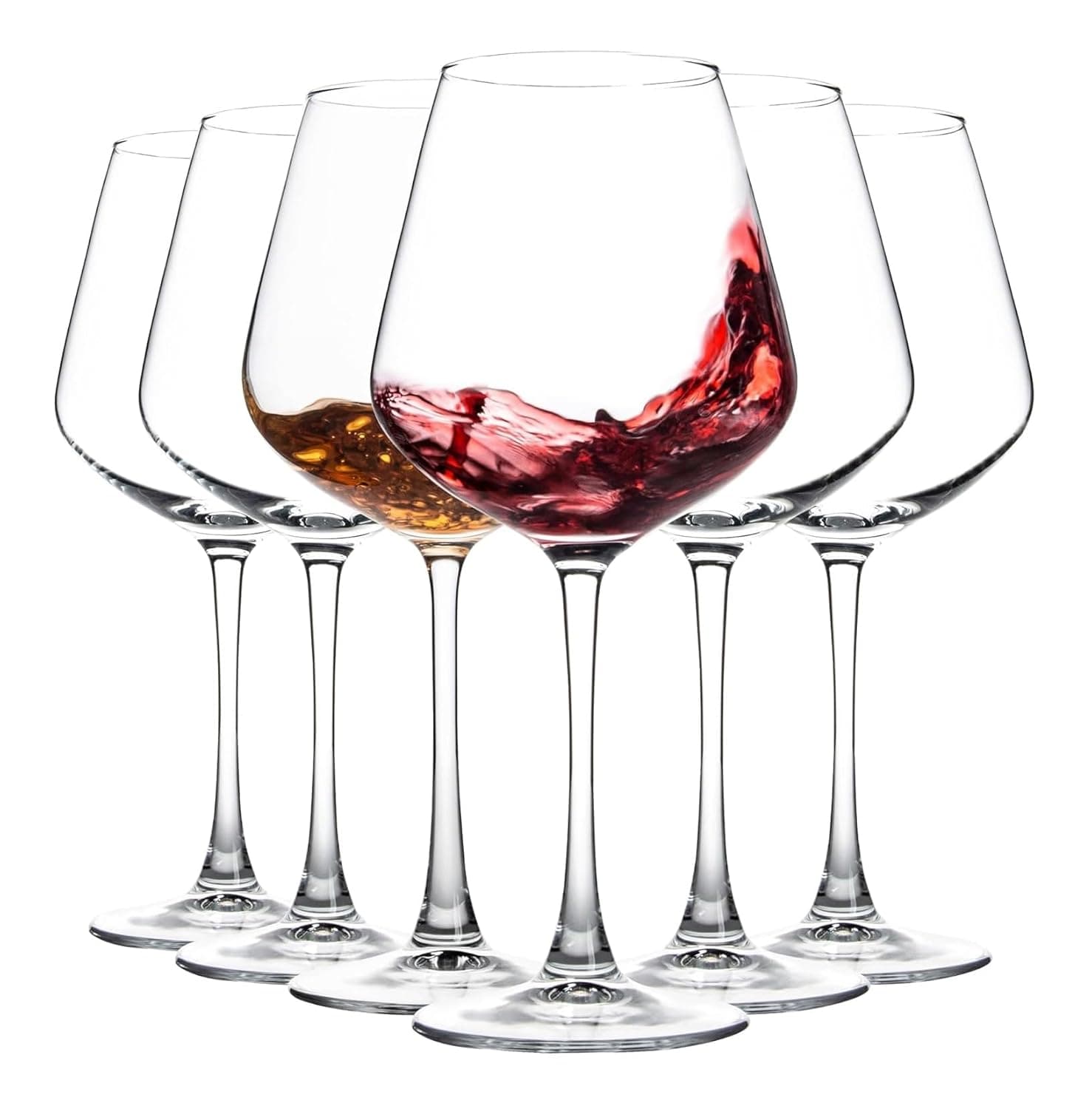 VILON Red Wine Glasses Set of 6 – 510ml, Lead-Free & Shatter-Resistant Clear Glass – Perfect for Parties, Weddings, Housewarming, Gifts & Anniversaries