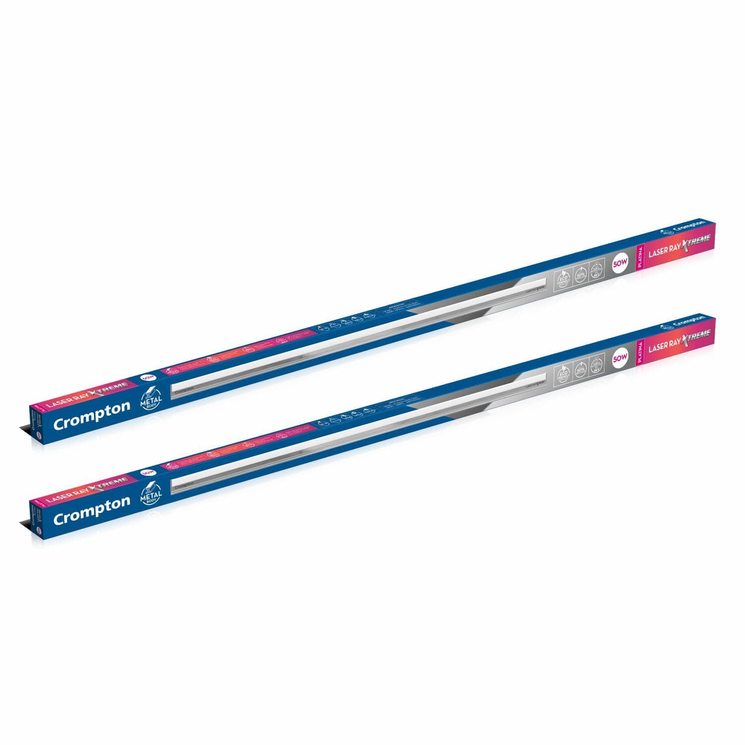 Crompton Laser Ray Xtreme 50W | Energy Efficient LED Tubelight for Home & Office (Pack Of 2)