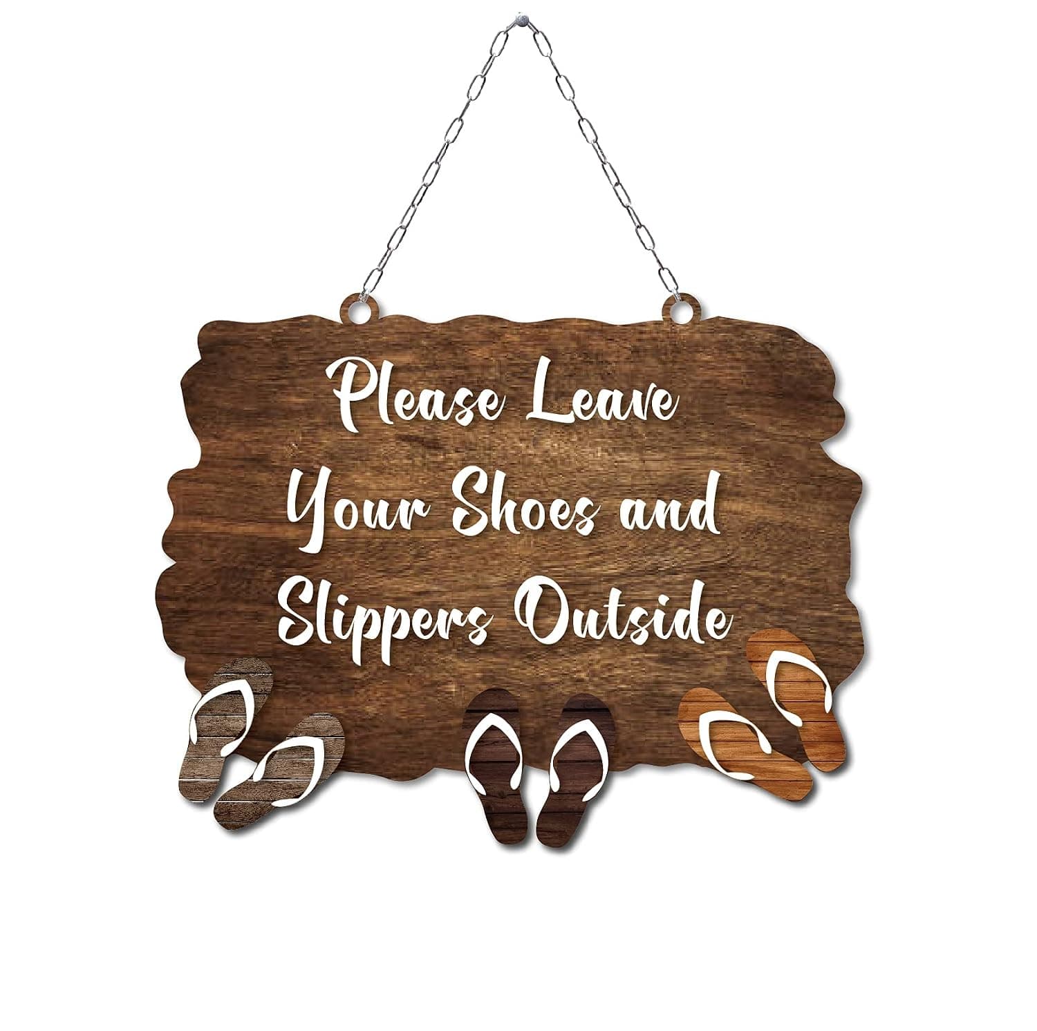 SIGNOOGLE Please Leave Your Shoes And Slippers Outside Wall Hanging For Door Home Office Restaurant Cafe Decor 30 X 23.5 cms