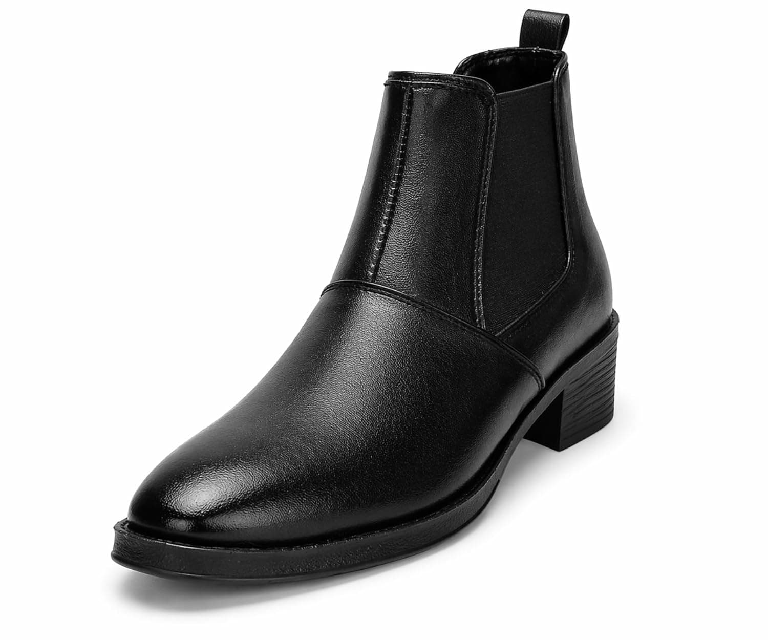 Kraasa Men’s Height Increasing Chelsea Boots | PU Leather Slip-On Ankle Boots | Comfortable Formal & Smart Casual Footwear