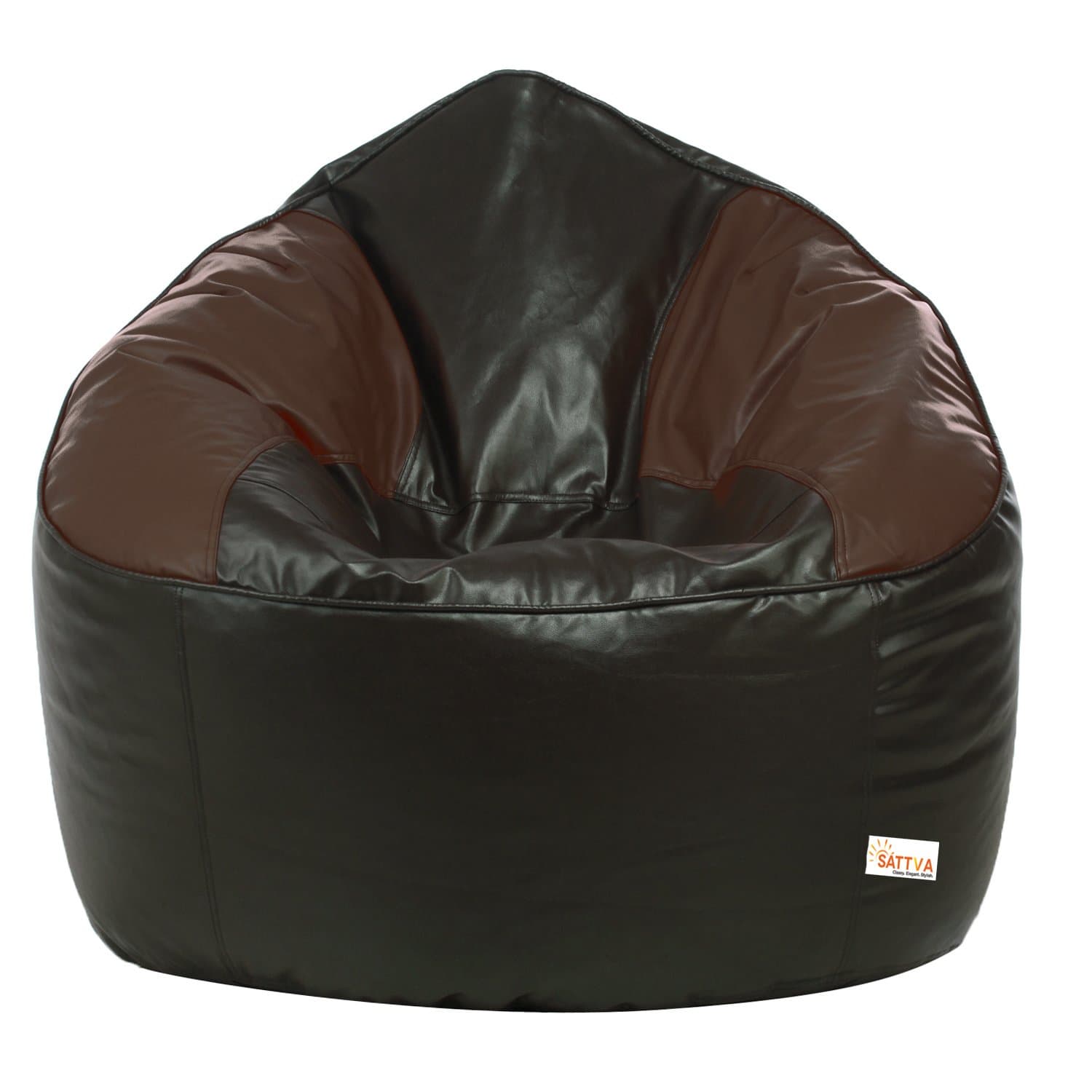 SATTVA Faux Leather Muddha Sofa Bean Bag XXXL Cover Only (Without Beans) Dual Colour_Black Brown