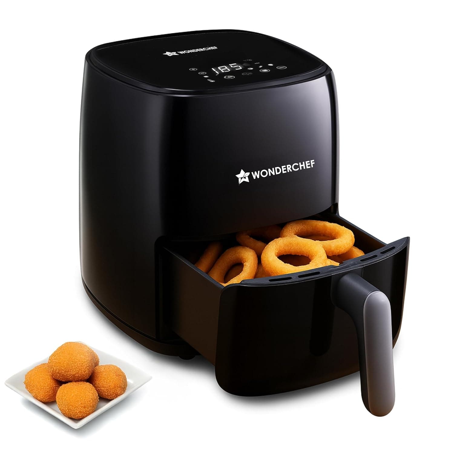 Wonderchef Neo Digital Air Fryer | 1000W, 2 Litres | Rapid Air Technology | Non-stick Basket | Auto Shut-off | Touch Screen | Fry, Bake, Grill, Roast | Cool Touch Handle | 2-Year Warranty | Black