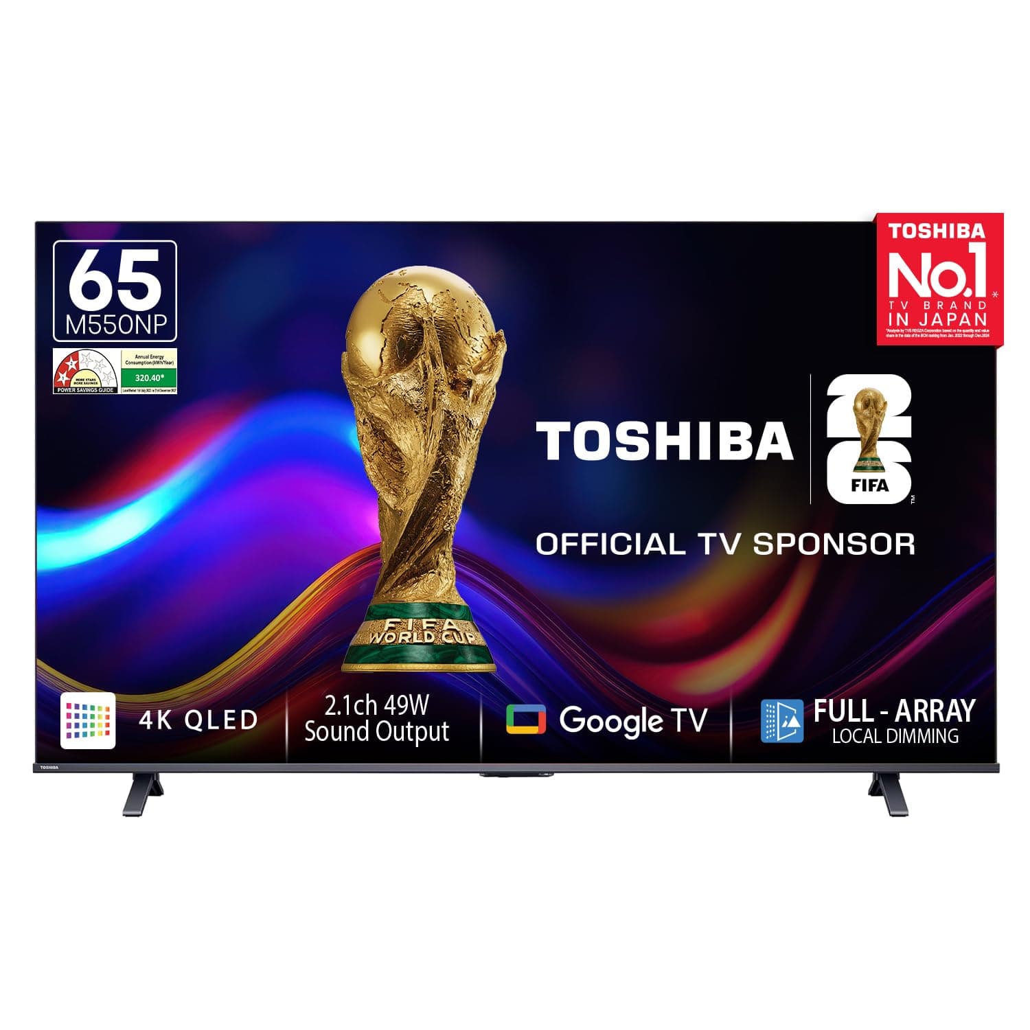 Toshiba 164 cm (65 Inches) 4K Ultra HD Smart QLED Google TV | Dolby Vision Atmos, HDR10+ | 2.1 CH 49W Powerful Speakers with Sub Woofer | VRR 120 Hz & Game Mode | REGZA Engine ZR | 65M550NP (Black)