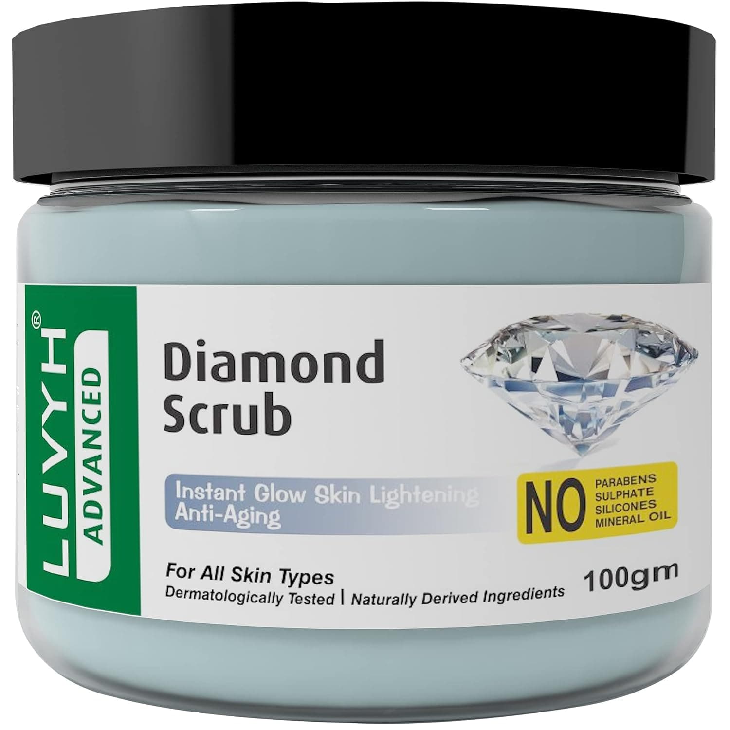 Luvyh Diamond Face & Body scrub | Tan Removal |Anti Aging |Suitable For Deep Exfoliation & Removing Dead Skin| Skin Lightening |Moisturizer For Women & Men For Skin Brightening |All Skin Type -100Gm