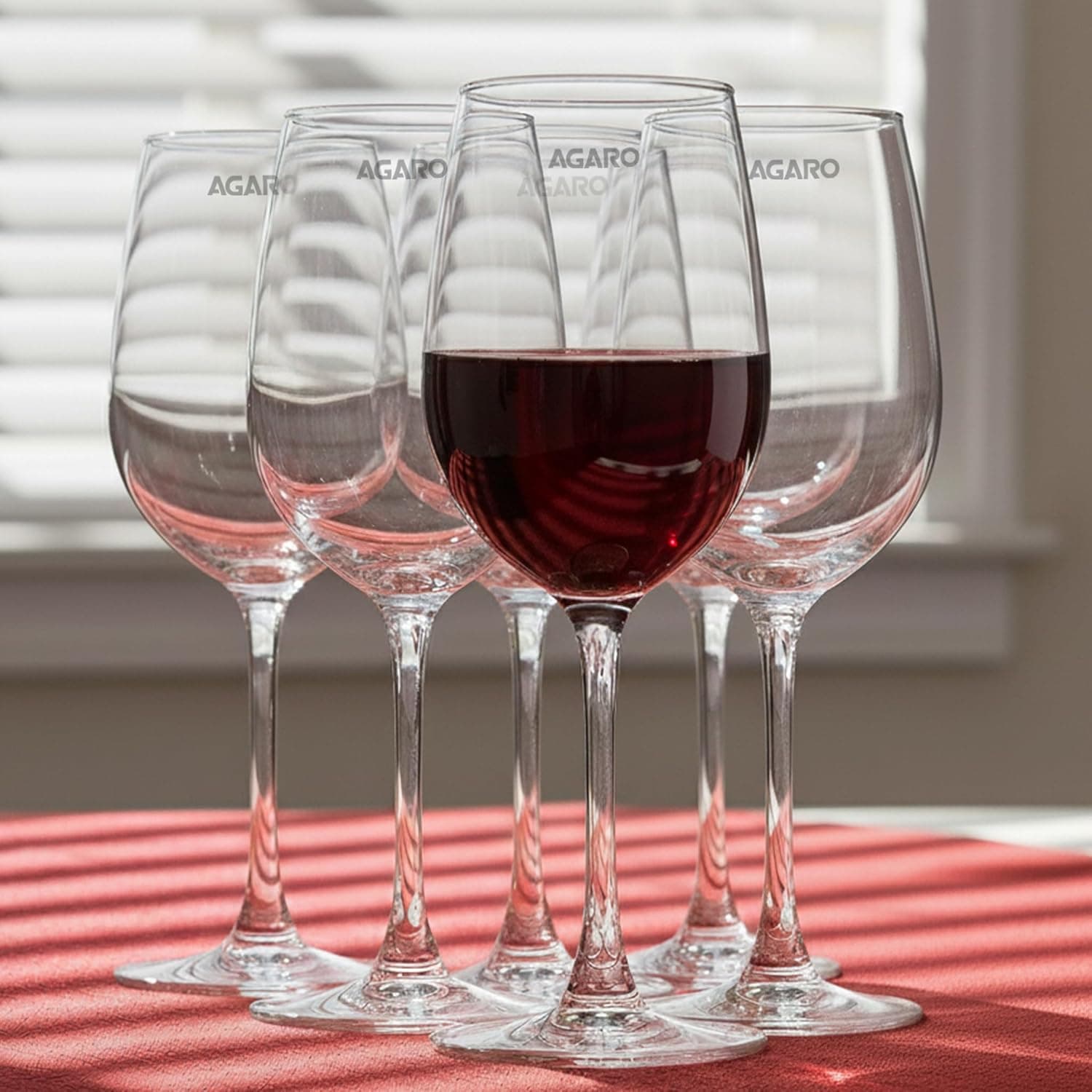 AGARO Elegant Wine Glass 390ml, Set of 6, Whisky, Vodka, Tequila, Liquor, Wine Tasting, Cocktail, Home, Bar