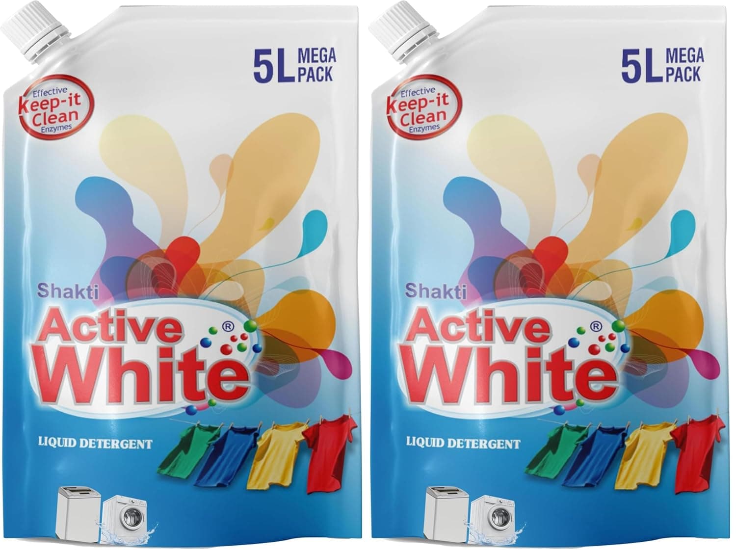 Active White Liquid Detergent - 5L Mega Pack | Lavender Fragrance | Front Load & Top Load Machine Wash & Bucket Wash Expert | Powerful Stain Removal | Gentle on Clothes | Value Family Refill Pack