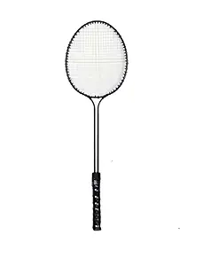 SPANCO Nylon One Piece Badminton Racquet With Free Full Cover, Black