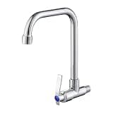 Amazon Basics Beam Wall-Mount Kitchen Sink Tap | Single Lever Cold-Only Faucet with Swivel Spout | Chrome Finish, Easy Install | Splash-Free Aerator