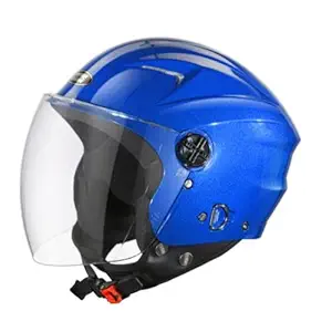 STUDDS RAY Super ISI Certified Open FACE Helmet for Men and Women with D - Ring Lock (Dapper Blue XL)