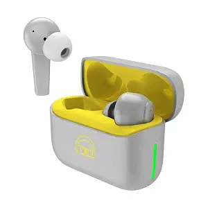 EKKO Earbeats T10 Bluetooth Truly Wireless in Ear Earbuds with mic -TWS with ANC & ENC Call Noise Cancellation, Transparency Mode, Playback Time 45H, Maxx Bass, Twin Connect, (Grey & Yellow)