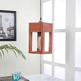 tu casa Hanging Lamps with Mango Wooden Base & Brown Wood Shades for Home Décor, Bedrooms, Living Room, Gifting, Diwali Decoration, Dining Space, Hall (Height: - 80cm) - Bulb not Included