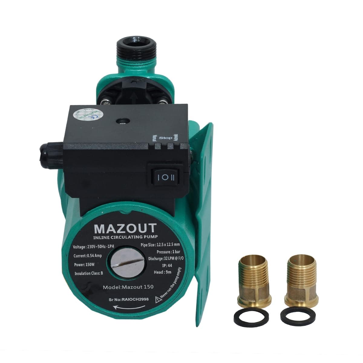 MAZOUT Inline Circulatory Automatic Water Pressure Pump with wall Mounting Bracket Suitable for Hot Water Circulation, Washing Machine, RO & Shower