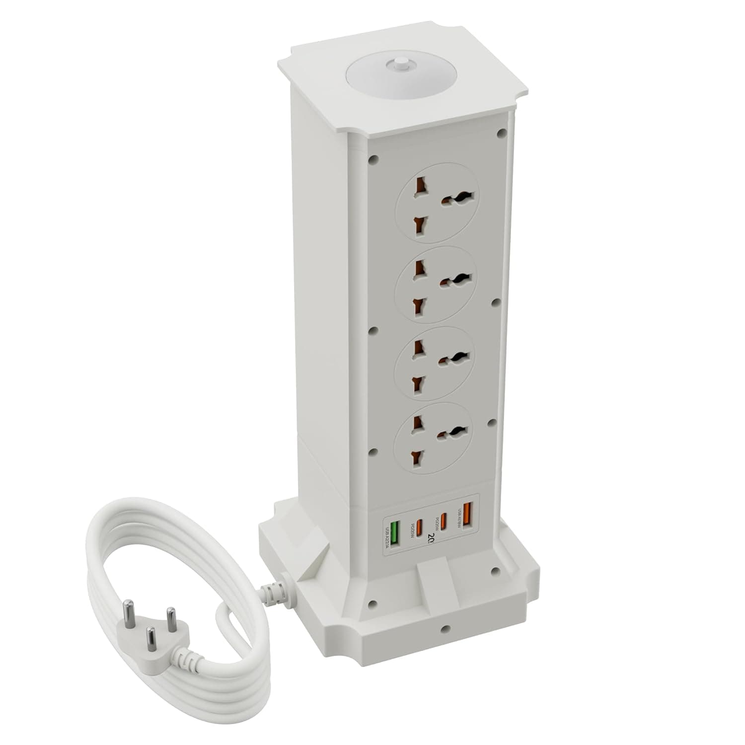Zebronics Multi-Plug Power Extension, 2500W Max, 8 Universal Sockets, 3M Cable, 20W Type-C PD, 18W USB Fast Charging, Dual Type-C & USB-A Output, Overload Protection, Ambient Light (Power Block 483)