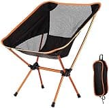 FYCAN Portable Compact Folding Chair with Carry Bag Lightweight Breathable Perfect for Outdoor Camping, Travel, Beach, Picnics, Festival, Hiking, Backpacking (Black, Nylon & Aluminium Alloy)