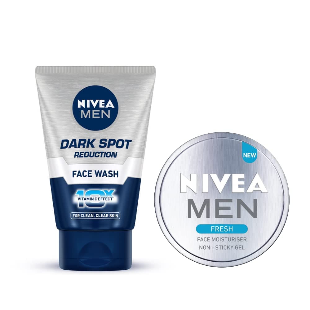 Nivea Men Face Wash, Dark Spot Reduction, 100G And Nivea Men Fresh Face Moisturizer Gel, 75ml