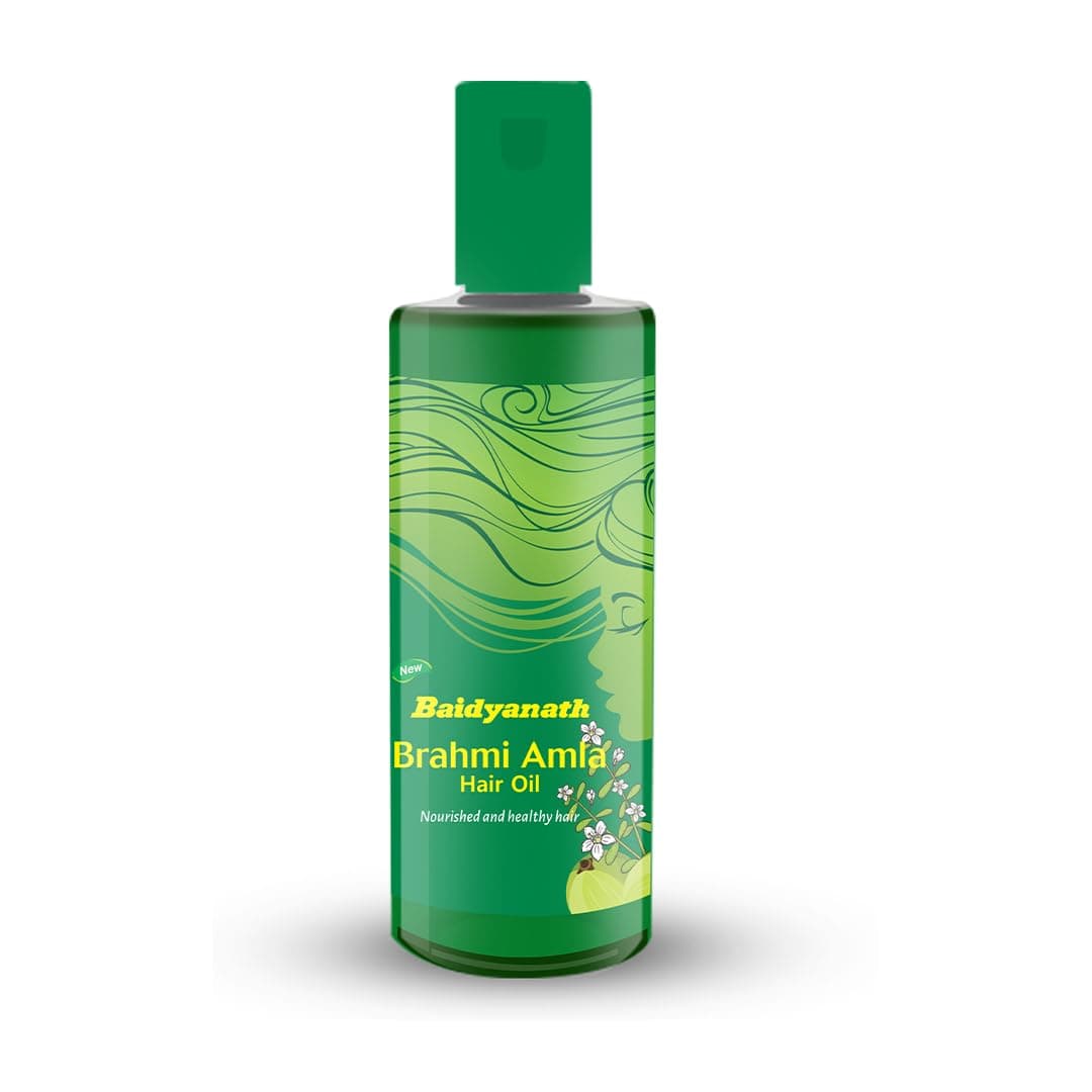 Baidyanath Brahmi Amla Hair Oil - Blend of Brahmi, Amla, Jatamansi, Sesame Oil, and Light Liquid Paraffin for Hair and Scalp Care - 200 ml