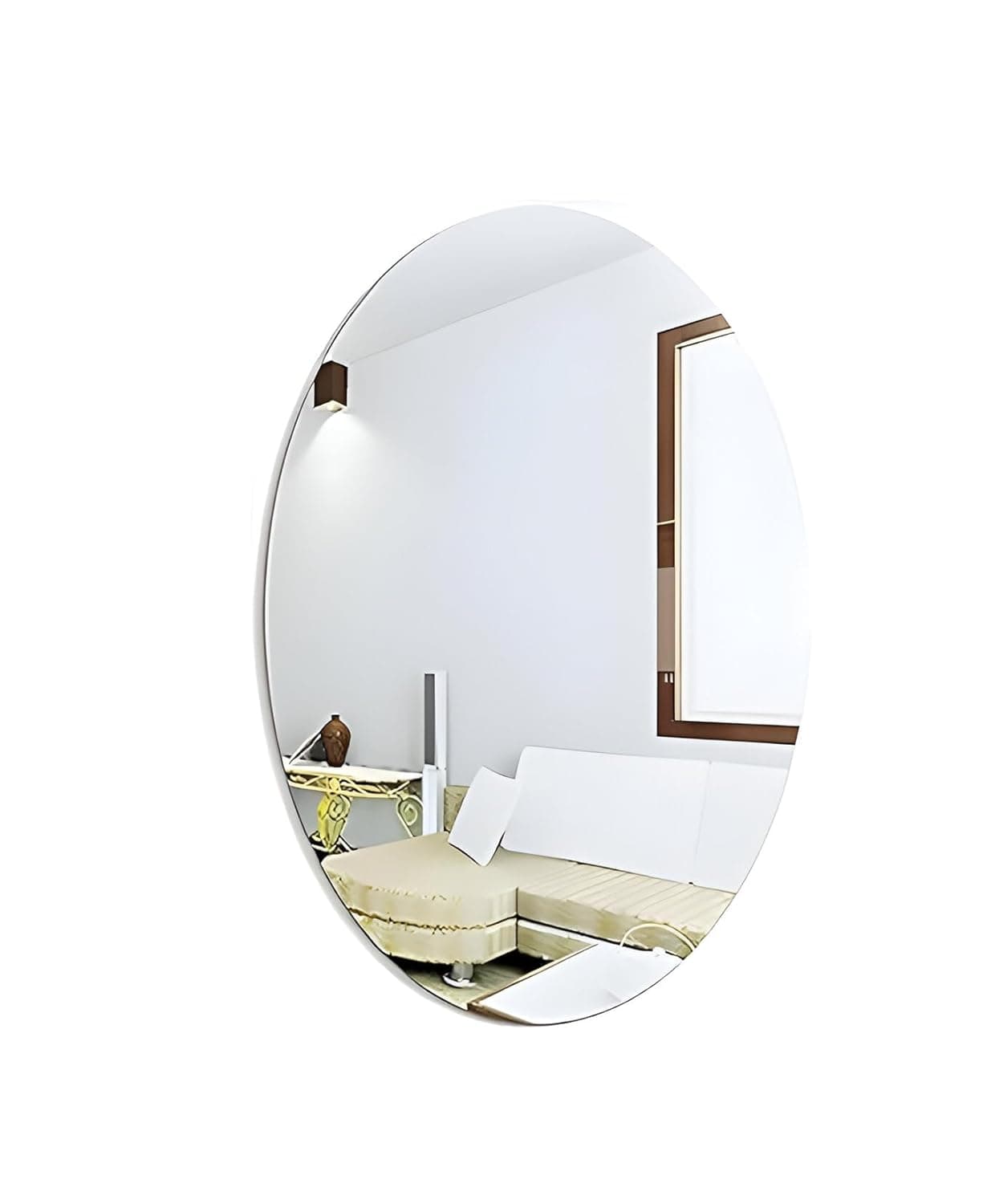 Oval Shape Adhesive Mirror Sticker for Wall on Tiles Bedroom Living Room Basin Mirror Bathroom Wall Mirror Both Side Sticker Acrylic Wall Mirror (A6)