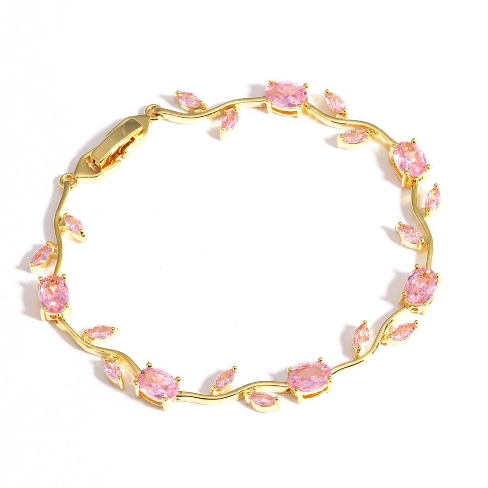 Anti Tarnish 18K Gold Plated Floral Tulip Bracelet for Women & Girls | Elegant Daily Wear Jewelry | Gift for Her | Pink Tulip Bracelet