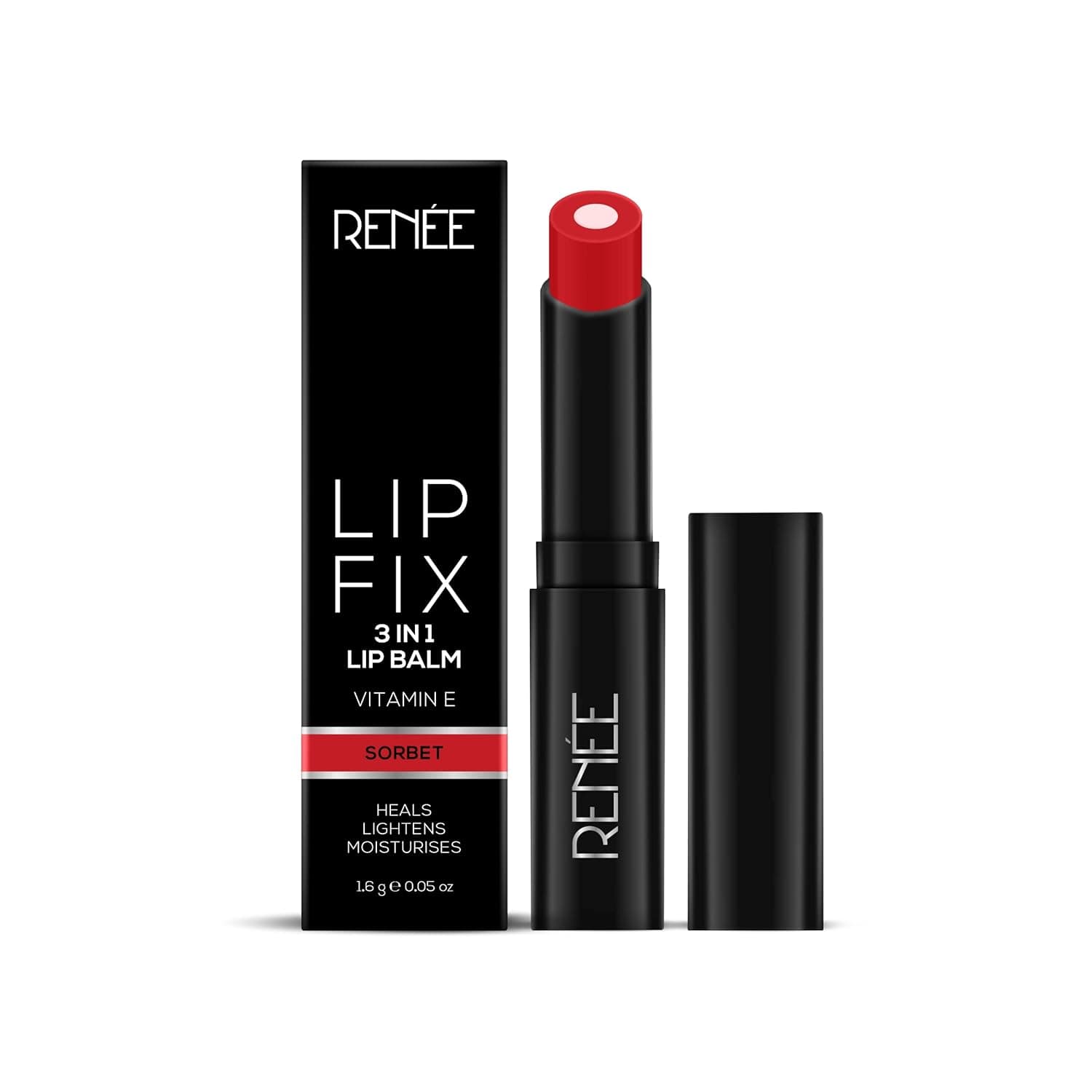 RENEE Lip Fix 3 in 1 Tinted Lip Balm1.6gm - Lightens & Nourishes, Dual Core Care, Enriched With Vitamin E, Shea Butter & Jojoba Oil - 03 Sorbet