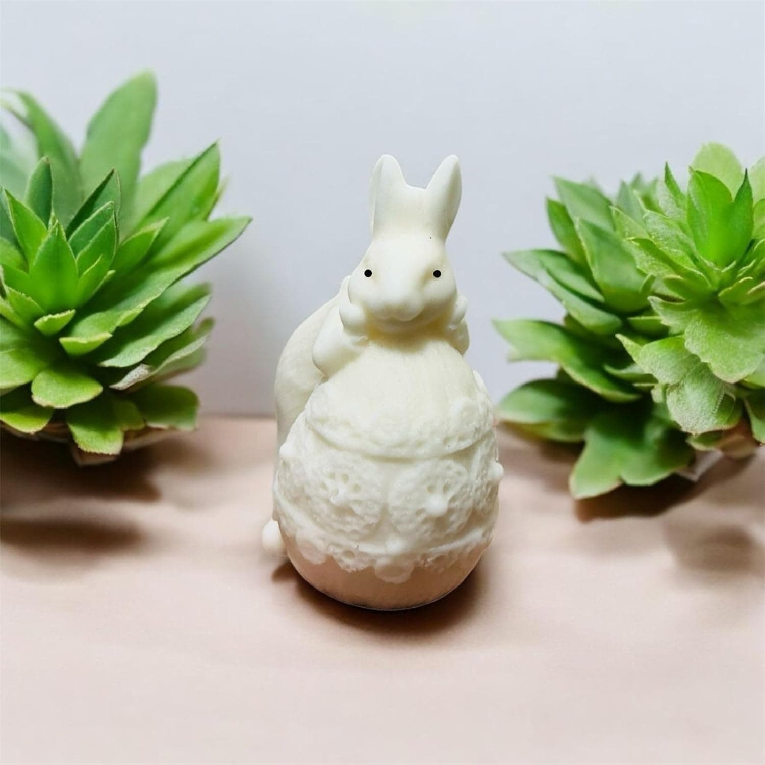 Decorative White Ceramic Bunny Candle | Easter Bunny Scented Candle | Tabletop Home Décor, Bedroom Accent, Holiday Decoration & Gift
