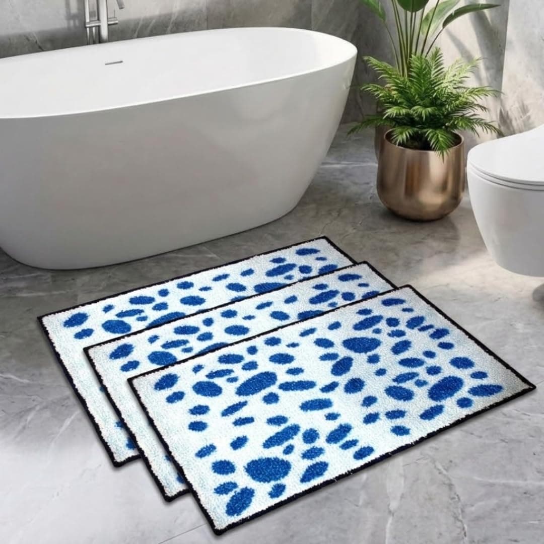 Athom Living Easy Home Designer Soft Anti Slip Bath Mat 38x58 cm Pack of 3