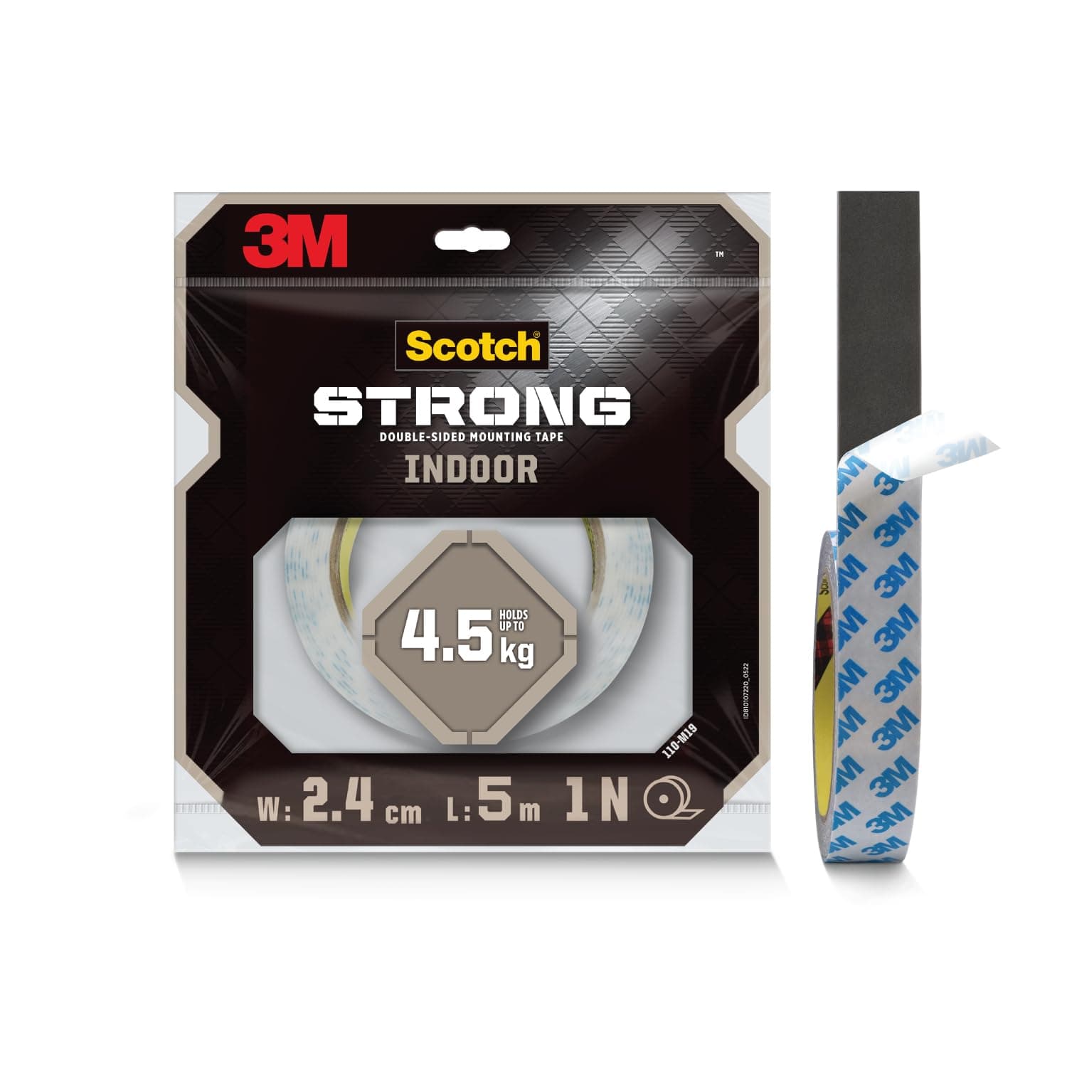 Scotch 3M Double Sided Tape (1m holds 4.5Kgs) for indoor hanging applications (Photo frames, Mirrors, Key Holders, Extension Boards, Wall decoration, etc)(L: 3m, W: 24mm)