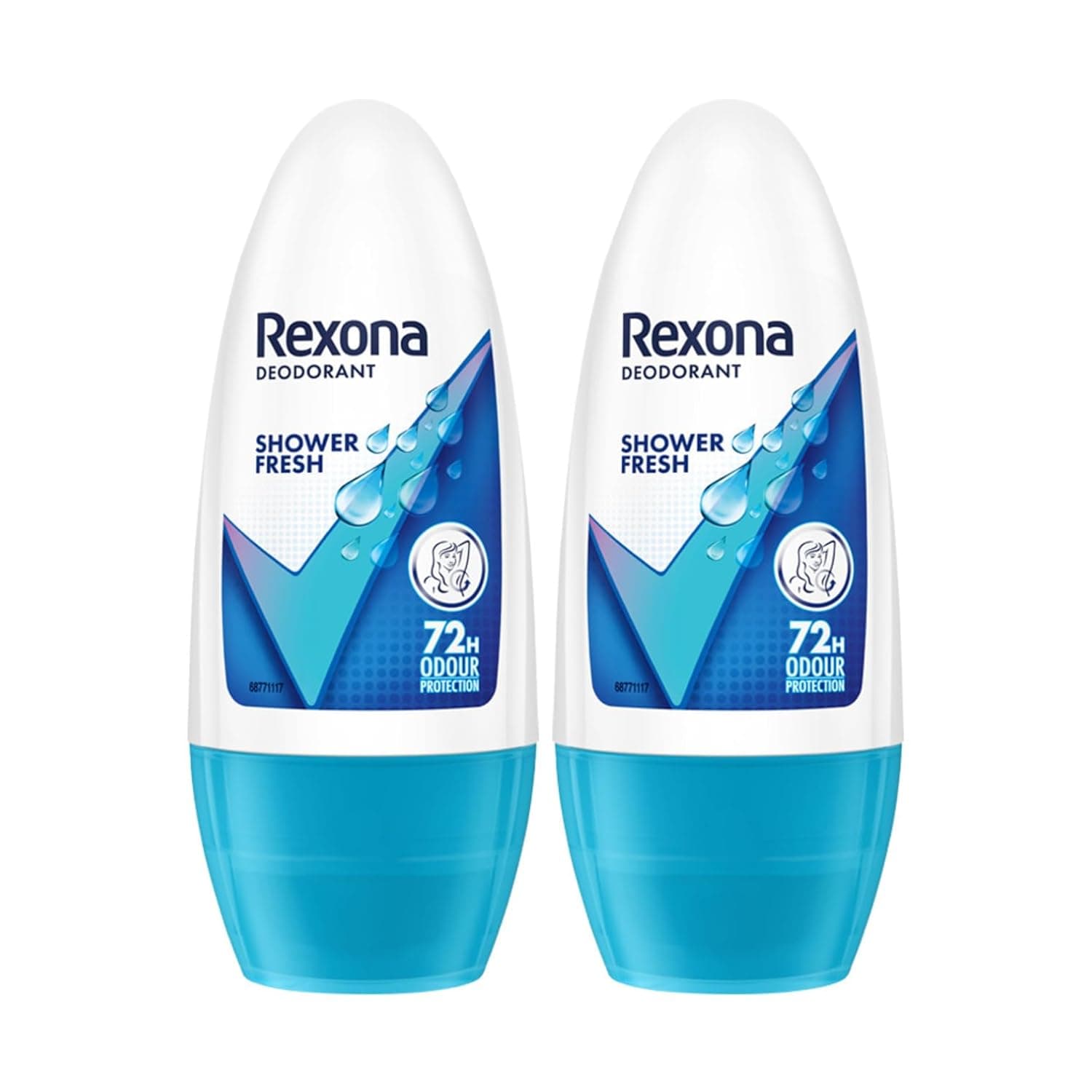 Rexona for Female Shower Fresh Underarm Roll On Deodorant + Antiperspirant With Glycerine, Removes Odour, Even Skin Tone,Keeps Skin Fresh & Clean, Alcohol Free, 50 Ml (Pack Of 2)