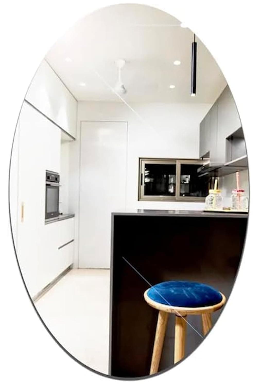 Oval Shape Adhesive Mirror Sticker for Wall on Tiles Bedroom Living Room Basin Mirror Bathroom Wall Mirror Both Side Sticker Acrylic Wall Mirror 30L*20W CM DN-2