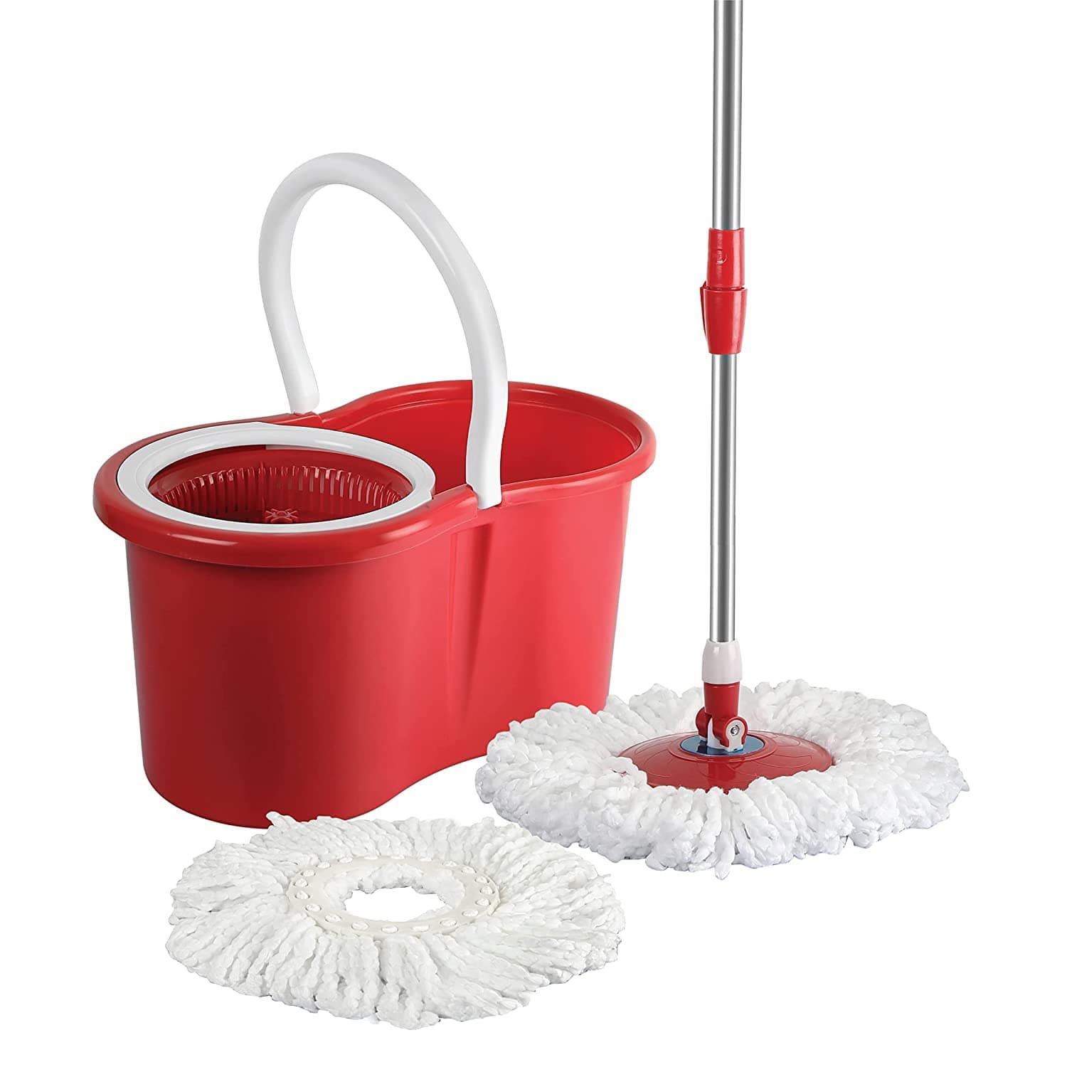 Kleeno by Cello Cyclone Spin Mop with Extendable Handles with Extra Refill (Red)