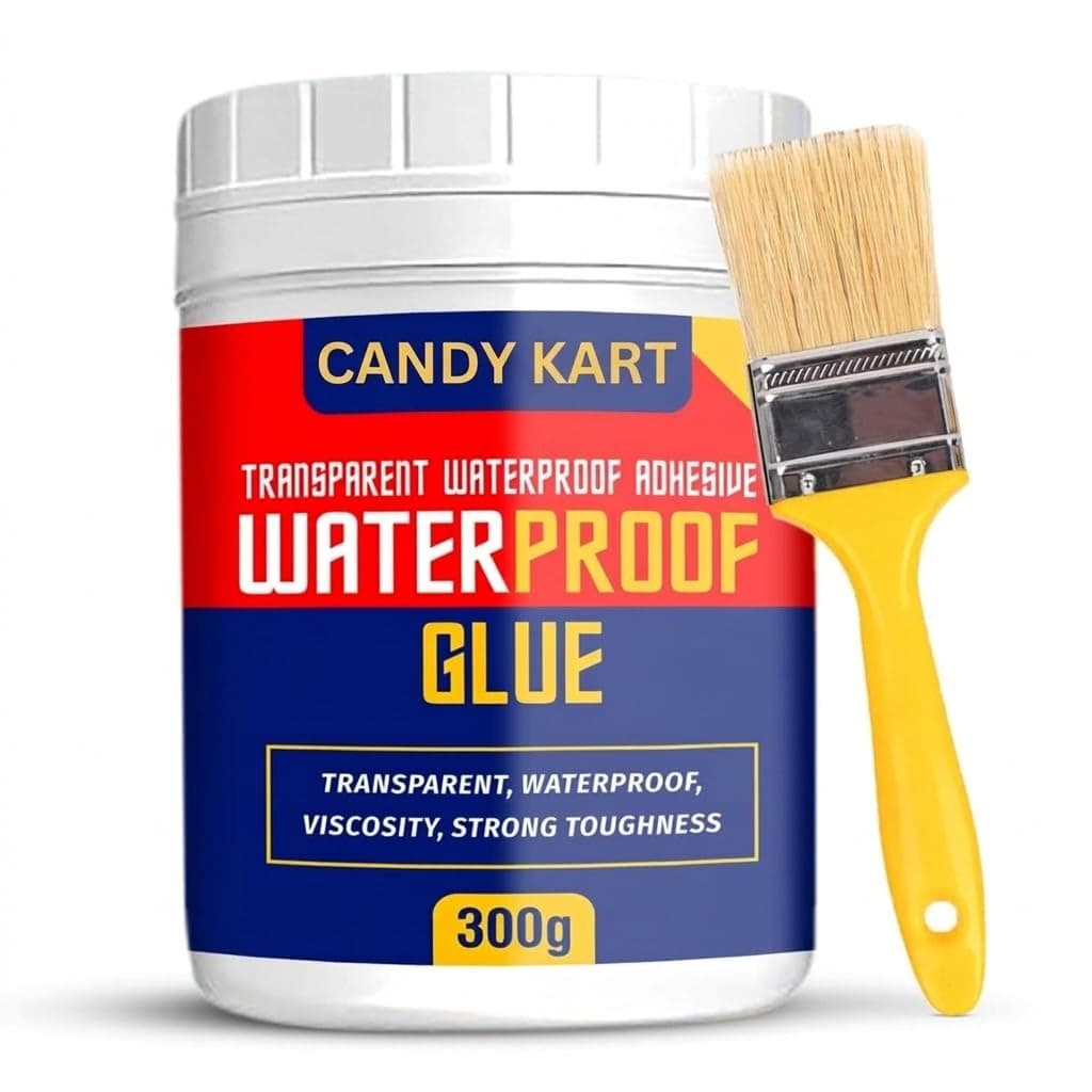 Crack Seal Glue 300gm with Brush Transparent Waterproof Resin Epoxy for Roof Leakage Crack Seal Agent Roof Water Leakage Solution Water Proof Glue for Waterproofing (300 GM / 1 Pack),