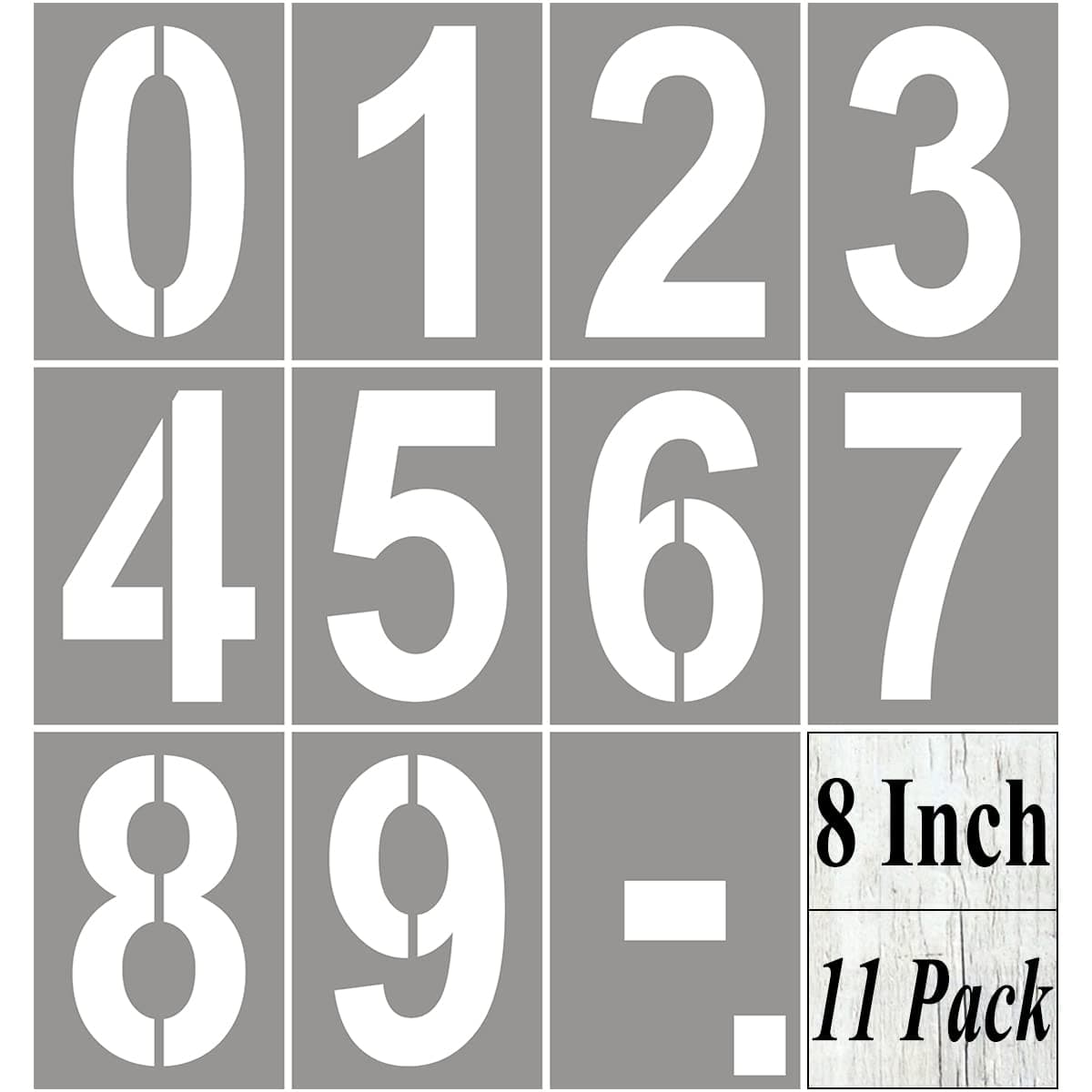 8 Inch Large Number Stencils for Painting - 11 Pack Number Stencil Templates for Curb Address, Cakes, Cookies, Mailboxes and Crafts, Reusable House Numbers Stencils for Wood Signs & Cement Wall Art