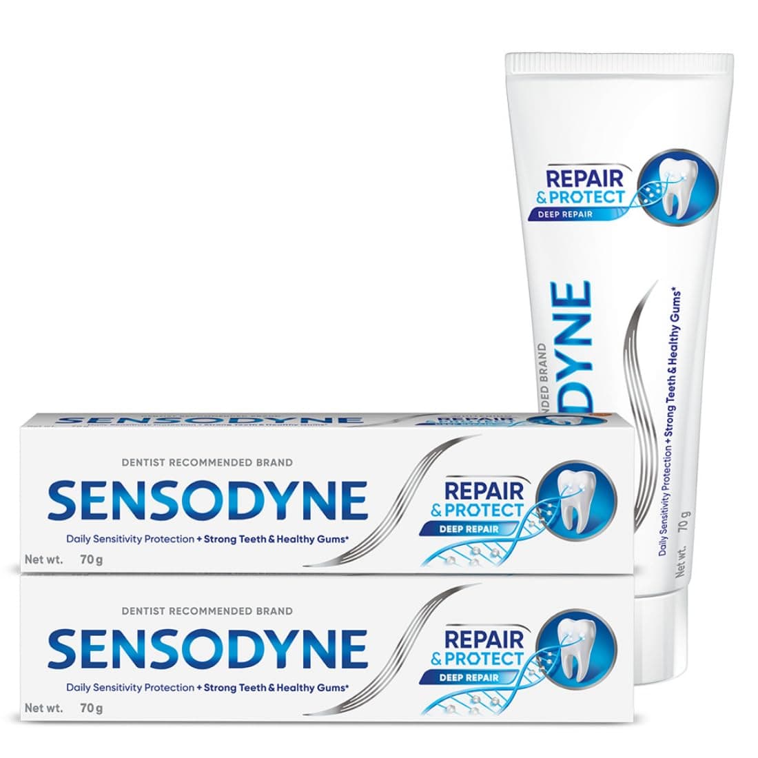 Sensodyne Toothpaste Repair and Protect | Tooth Paste for Daily Sensitivity Protection, Long-lasting Relief | Combo Pack - 140gm (70gm x 2) | Fresh Taste | Dentist Recommended