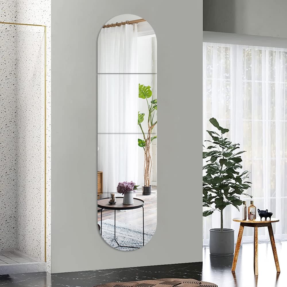 Full Body Length Mirrors for Walls, 12 x 12 Inch, 4 Pack Acrylic Plexiglass Mirrors Wall Mounted Frameless Square Makeup Large Long Mirror for Home Workout Hallway Mirror (silver)